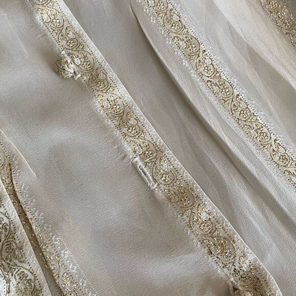 Vintage Albert Nipon Dress Cream Gold Metallic Flaw - Picture 12 of 12
